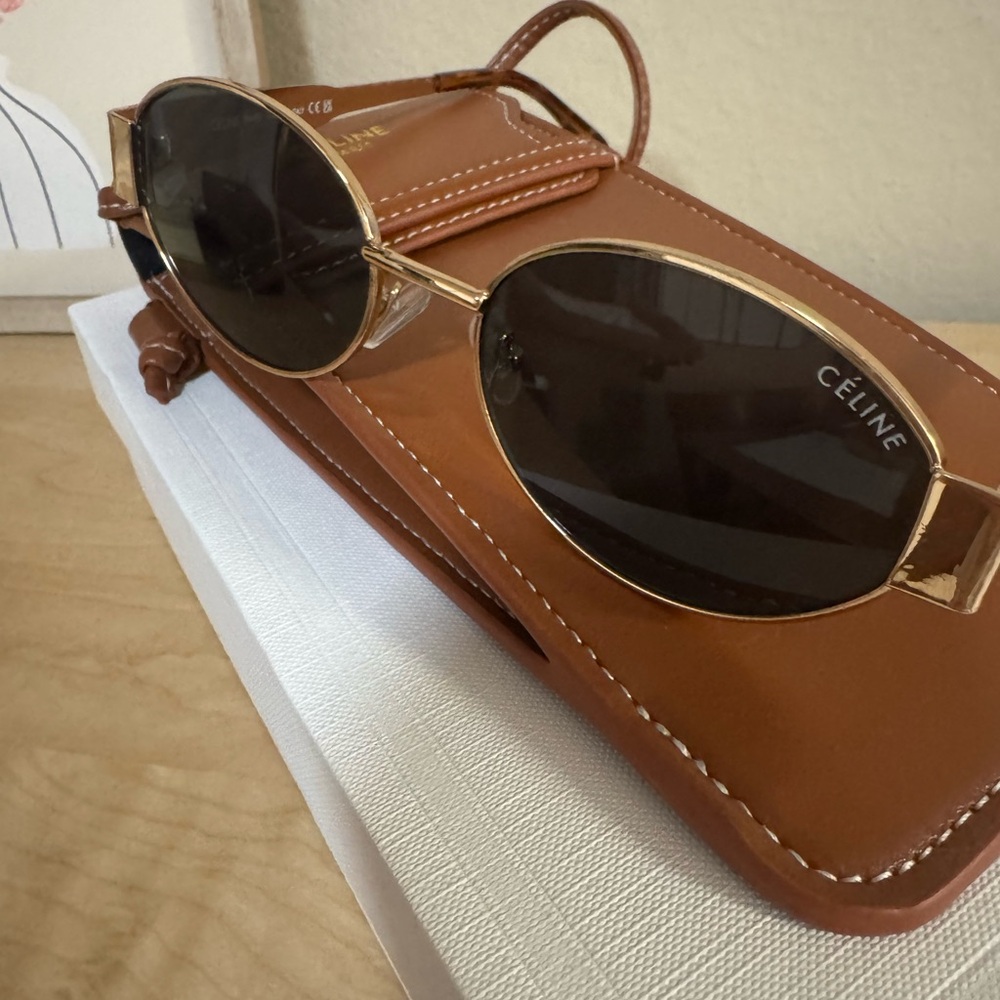 Celine Gold and Brown Sunglasses